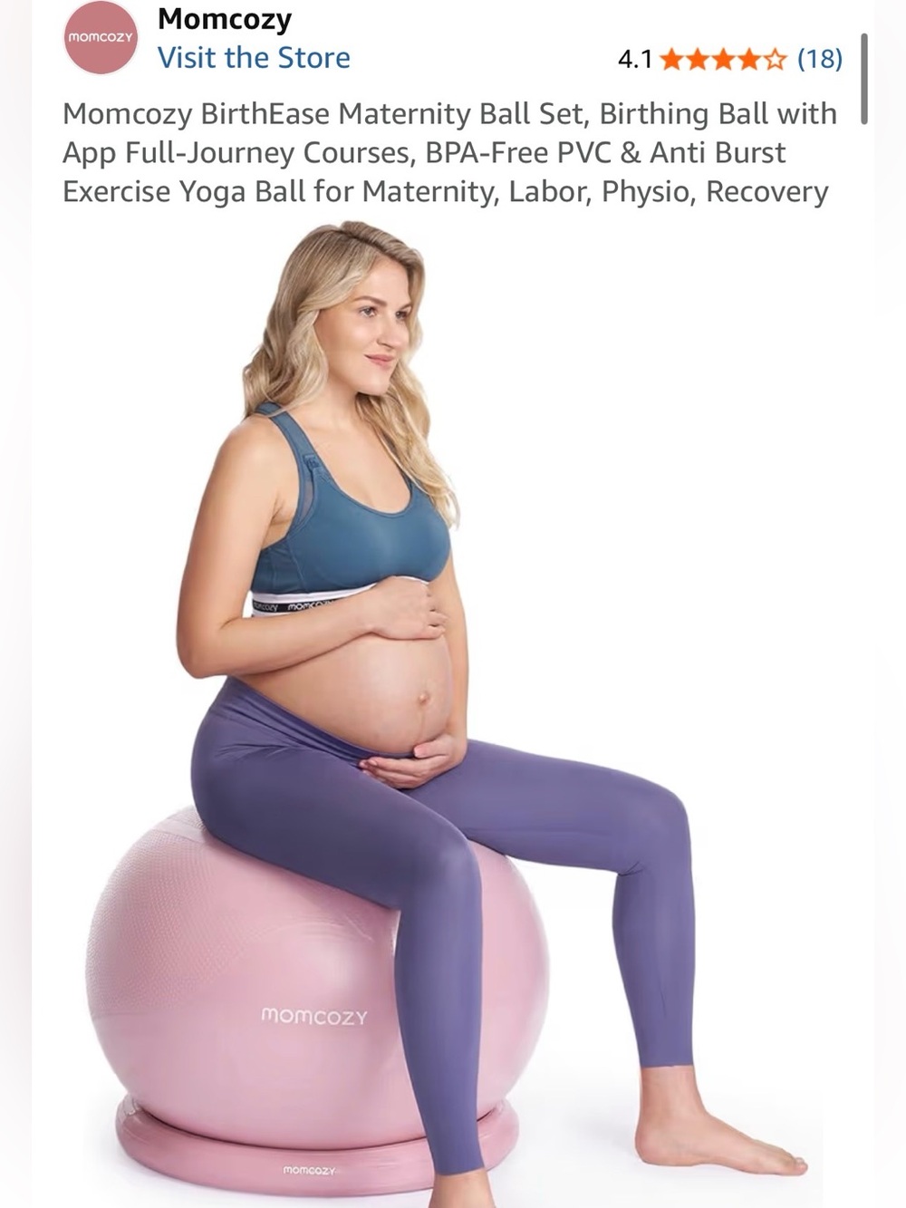 Momcozy Birthing Ball Exercise Ball with Base